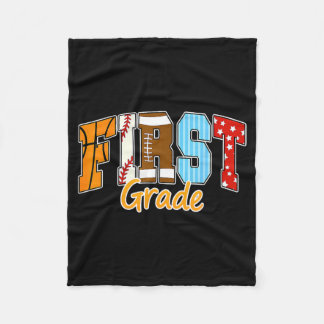Back To School 1st Grade Boy Football Baseball Fleece Blanket