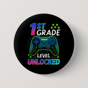 Back To School 1st Grade Boys Gamer First Day Scho 6 Cm Round Badge
