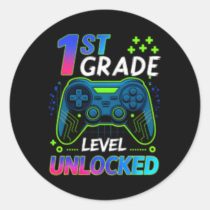 Back To School 1st Grade Boys Gamer First Day Scho Classic Round Sticker