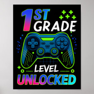 Back To School 1st Grade Boys Gamer First Day Scho Poster