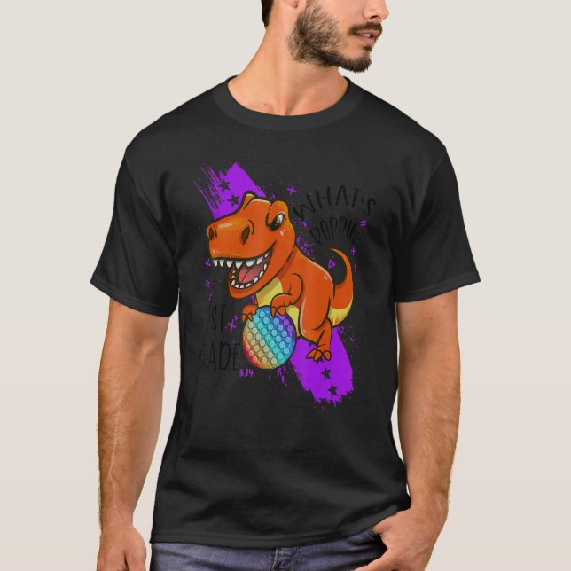 Back To School  1st Grade  Dinosaur Rex Pop It Fid T-Shirt (Front)