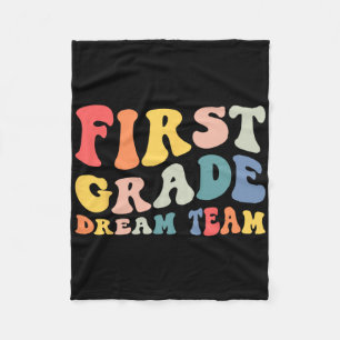 Back To School 1st Grade Dream Team Groovy Teacher Fleece Blanket