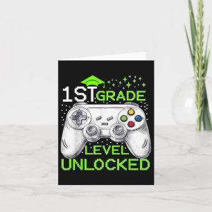Back To School 1st Grade Level Unlocked Gamer Boys Card