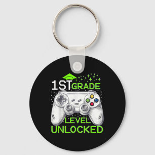 Back To School 1st Grade Level Unlocked Gamer Boys Key Ring