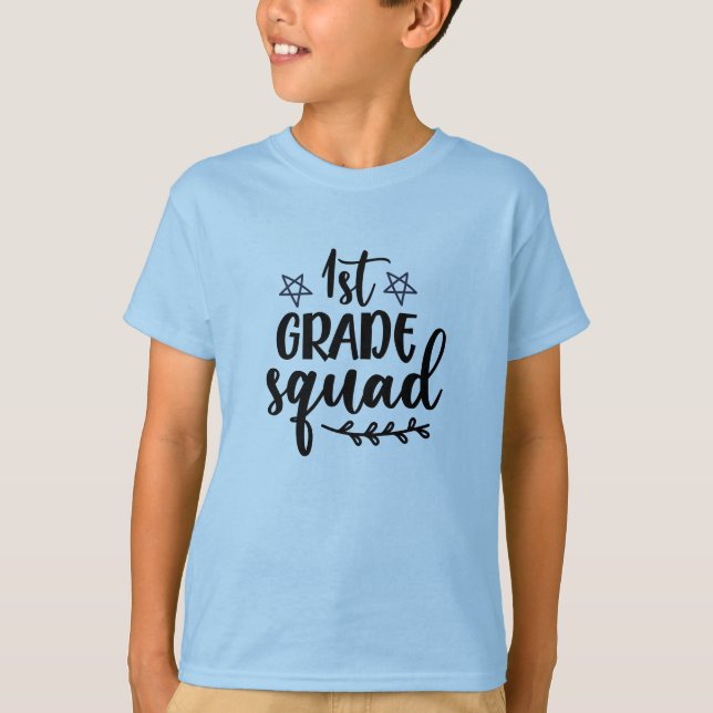 Back to School 1st Grade Squad Typography  T-Shirt (Front)