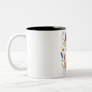 Back To School 2026 2027 Floral Teacher for Women  Two-Tone Coffee Mug