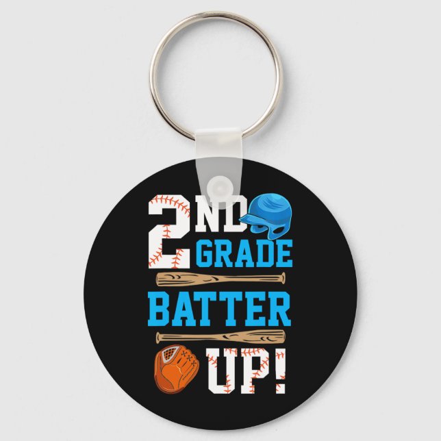Back To School 2nd Grade Batter Up Baseball First  Key Ring (Front)