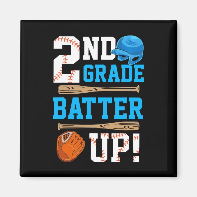 Back To School 2nd Grade Batter Up Baseball First  Magnet (Front)