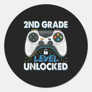 Back To School 2nd Grade Boys Gamer First Day Scho Classic Round Sticker