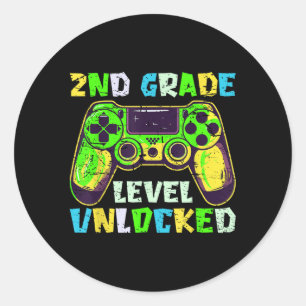 Back To School 2nd Grade Boys Gamer First Day Seco Classic Round Sticker