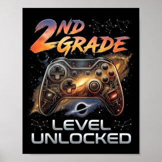 Back To School 2nd Grade Boys Gamer Kids First Day Poster