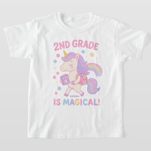 Back to School 2nd Grade is Magical Unicorn Pastel T-Shirt