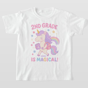 Back to School 2nd Grade is Magical Unicorn Pastel T-Shirt