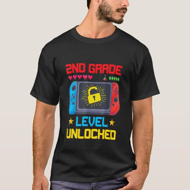 Back To School 2nd Grade Level Unlocked Video Game T-Shirt (Front)