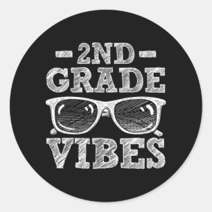 Back To School 2nd Grade Vibes Classic Round Sticker