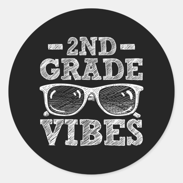 Back To School 2nd Grade Vibes Classic Round Sticker (Front)