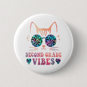 Back To School 2Nd Grade Vibes Leopard Ie Dye Cat 6 Cm Round Badge