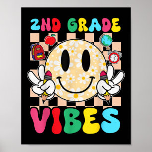 Back To School 2nd Grade Vibes Smile Face Second G Poster