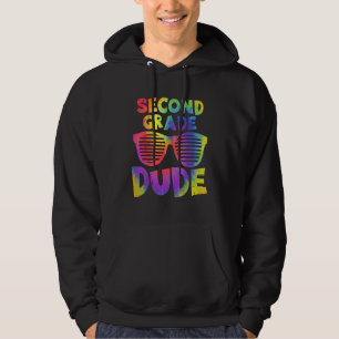 Back To School 2nd Second Grade Dude Tie Dye Sungl Hoodie