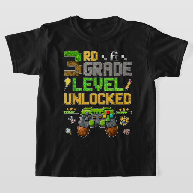 Back to School 3rd Grade Boys Gamer T-Shirt (Laydown)