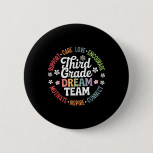 Back To School 3rd Grade Dream Team Teacher Care L 6 Cm Round Badge