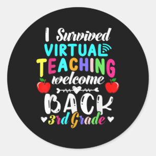 Back To School 3rd Grade I Survived Virtual Teachi Classic Round Sticker