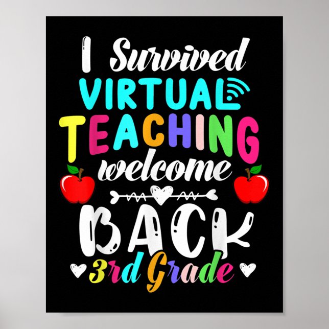 Back To School 3rd Grade I Survived Virtual Teachi Poster (Front)