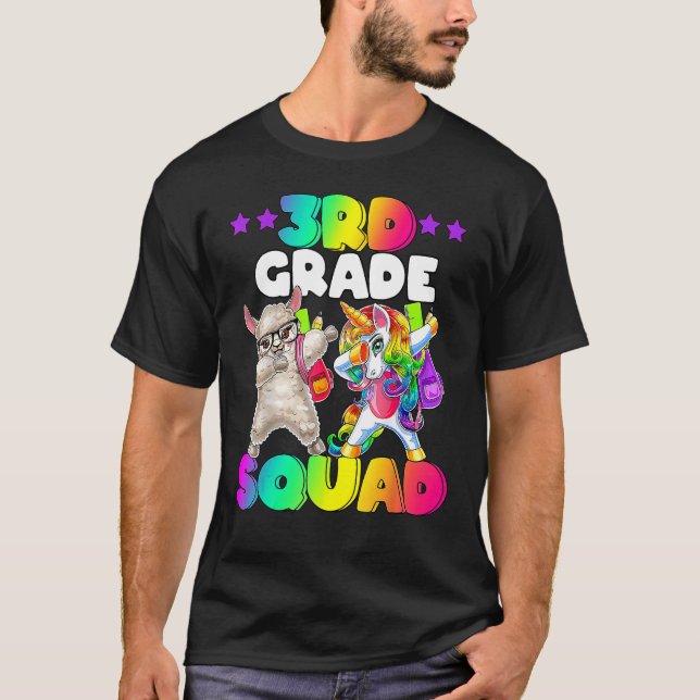 Back To School 3rd Grade Squad Dabbing Unicorn She T-Shirt (Front)