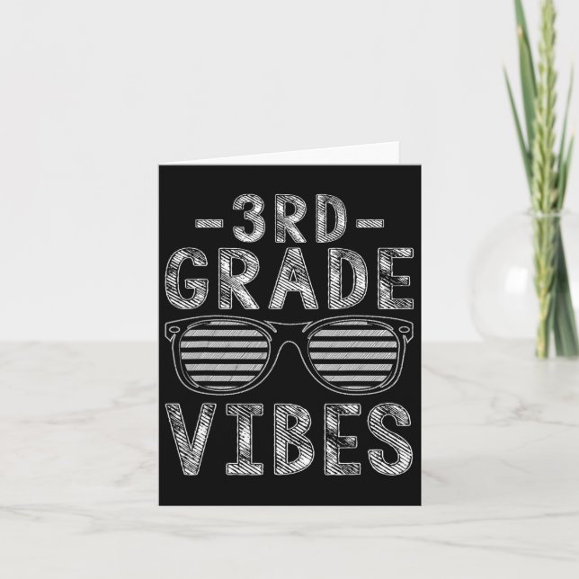 Back To School 3rd Grade Vibes Third Grade Teacher Card (Front)