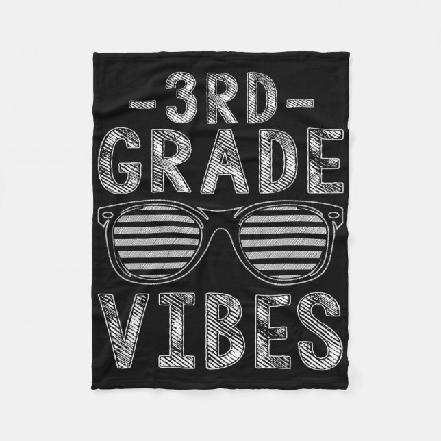 Back To School 3rd Grade Vibes Third Grade Teacher Fleece Blanket (Front)