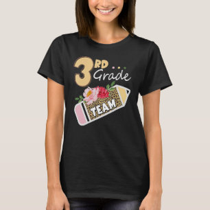 Back To School 3rd Third Grade Team Pencil Leopard T-Shirt