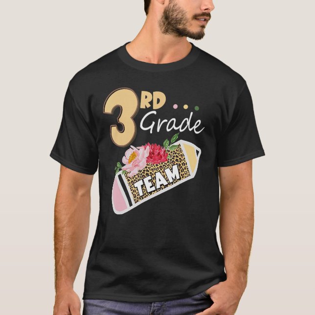 Back To School 3rd Third Grade Team Pencil Leopard T-Shirt (Front)