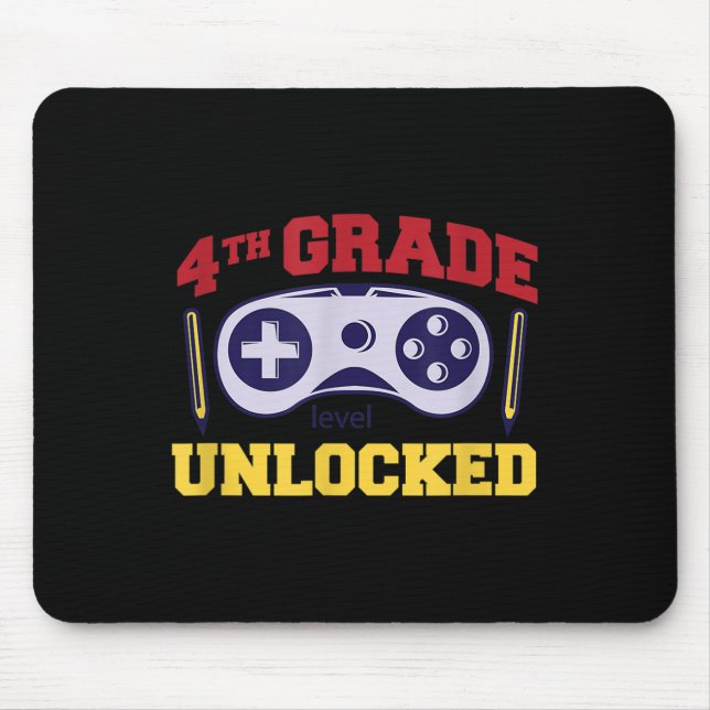 Back To School 4th Grade Level Unlocked Video Game Mouse Pad (Front)