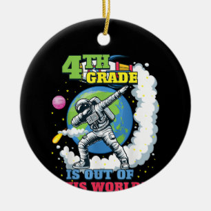 Back to School 4th Grade Space Out of this World Ceramic Ornament