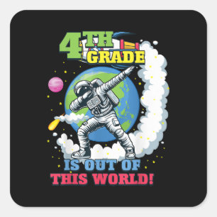 Back to School 4th Grade Space Out of this World Square Sticker