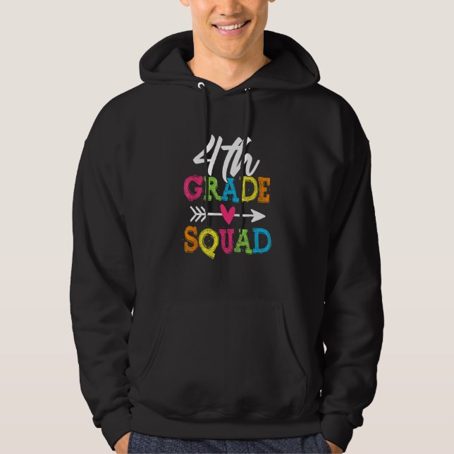 Back To School 4th Grade Squad Fourth Teacher Stud Hoodie (Front)