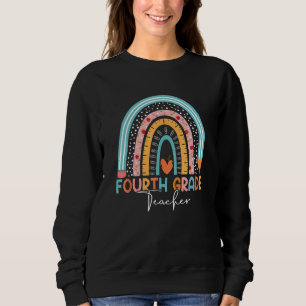 Back To School 4th Grade Teacher Rainbow Boho Sweatshirt