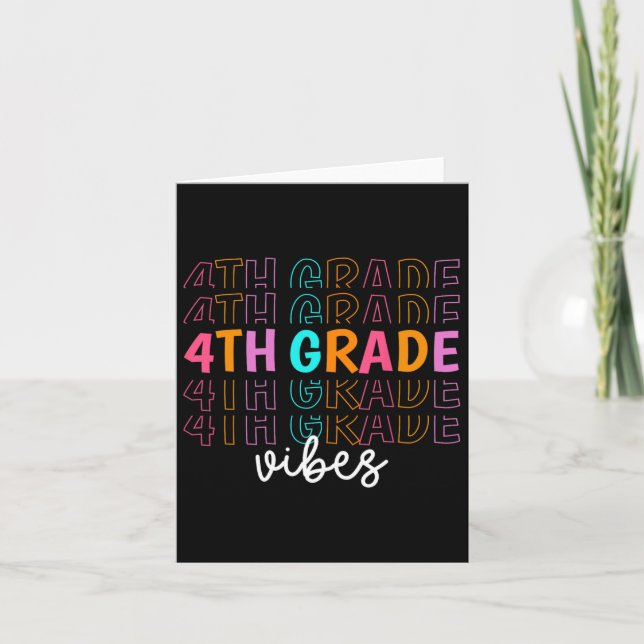 Back To School 4th Grade Vibes Retro Teacher Stude Card (Front)