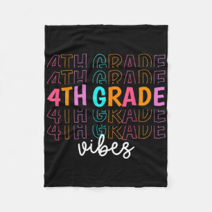 Back To School 4th Grade Vibes Retro Teacher Stude Fleece Blanket