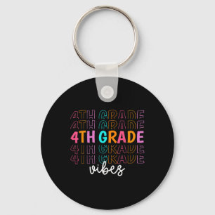 Back To School 4th Grade Vibes Retro Teacher Stude Key Ring
