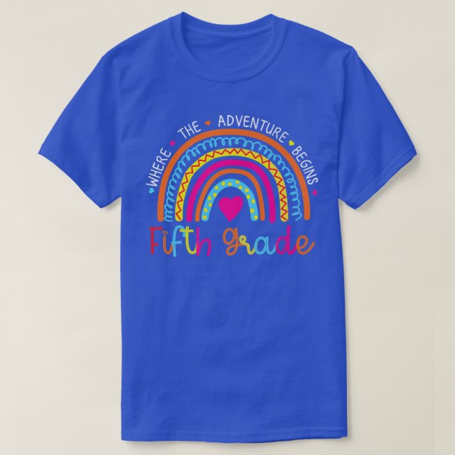 Back To School 5th Fifth Grade Where The Adventure T-Shirt (Design Front)