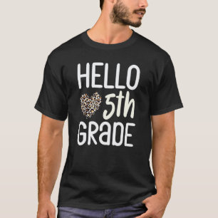 Back To School 5th Grade Leopard Hello Fifth Grade T-Shirt