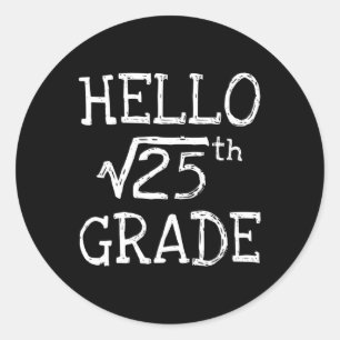 Back To School 5th Grade Square Root Of 25 Math Ki Classic Round Sticker