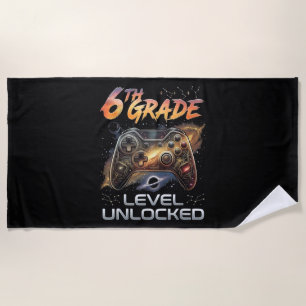 Back to School 6th Grade Boys First Day School Beach Towel