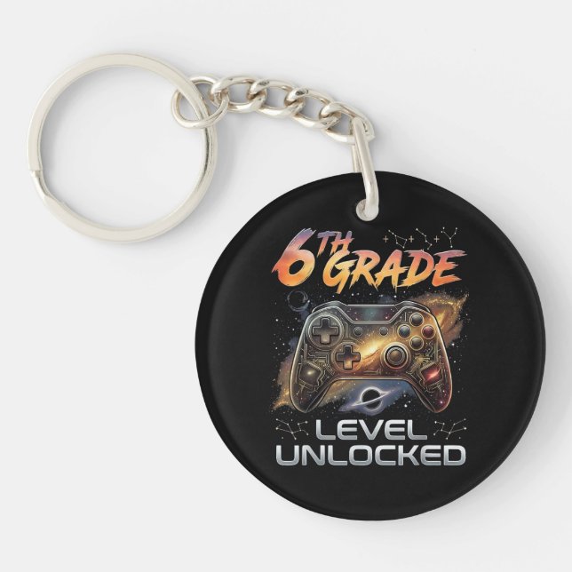 Back to School 6th Grade Gamer First Day School Key Ring (Front)