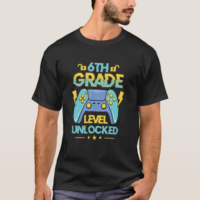Back To School 6th Grade Level Unlocked Video Game T-Shirt (Front)