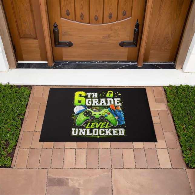 Back to School 6th Sixth Grade Level Unlocked Doormat (Outdoor)