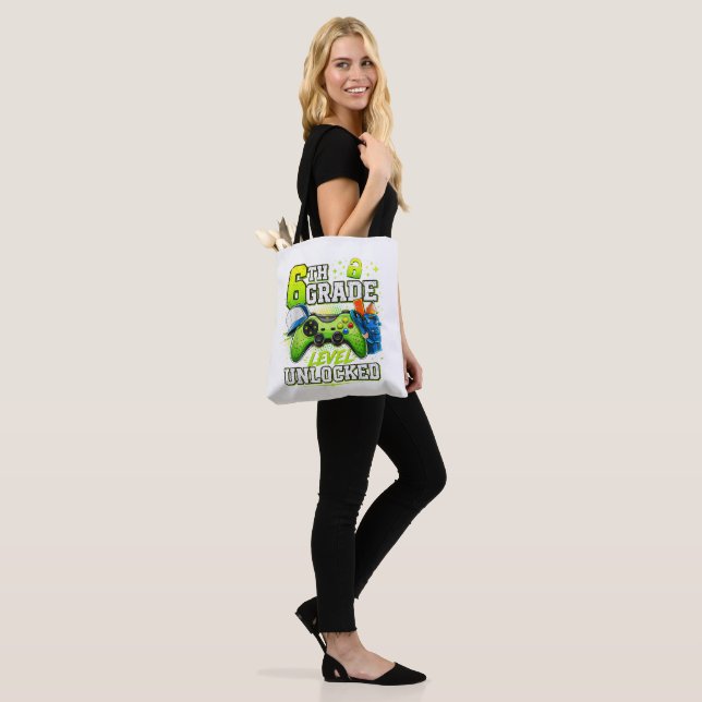 Back to School 6th Sixth Grade Level Unlocked Tote Bag (On Model)