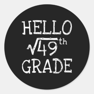 Back To School 7th Grade Square Root Of 49 Math Ki Classic Round Sticker