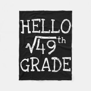 Back To School 7th Grade Square Root Of 49 Math Ki Fleece Blanket